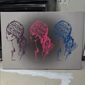 Modern Art Canvas with Triple Portrait